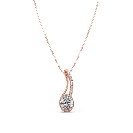 Elegant Oval Diamond Drop Pendant