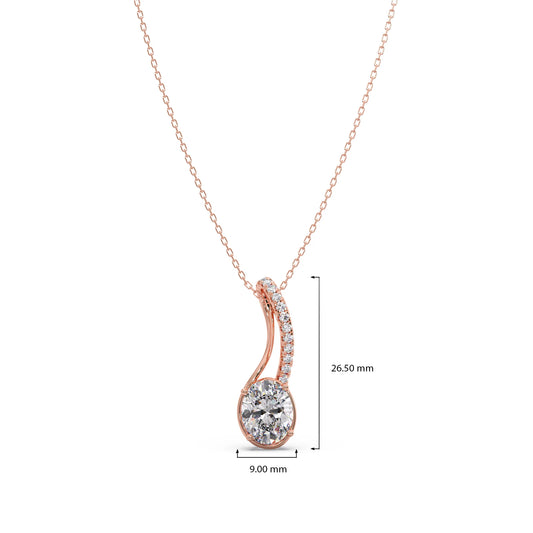 Elegant Oval Diamond Drop Pendant