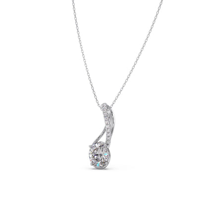 Elegant Oval Diamond Drop Pendant