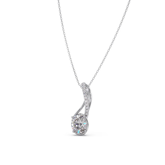 Elegant Oval Diamond Drop Pendant