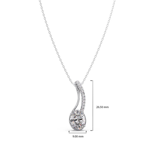 Elegant Oval Diamond Drop Pendant
