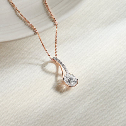 Elegant Oval Diamond Drop Pendant