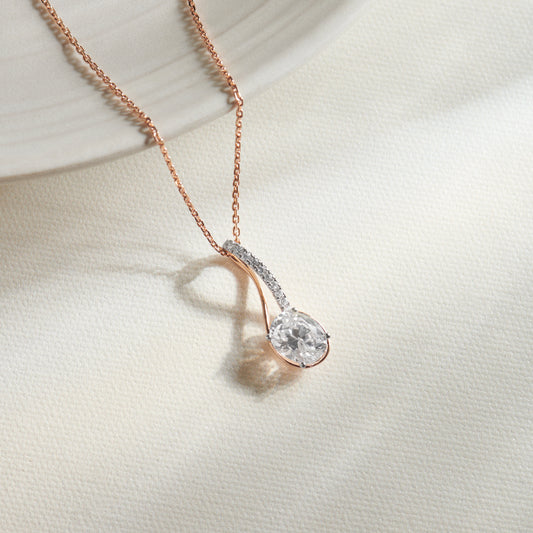 Elegant Oval Diamond Drop Pendant