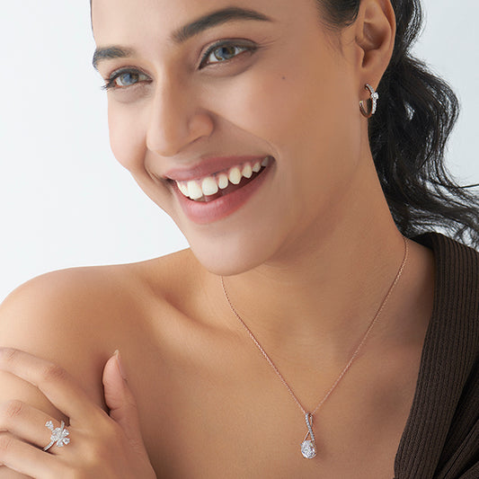 Elegant Oval Diamond Drop Pendant