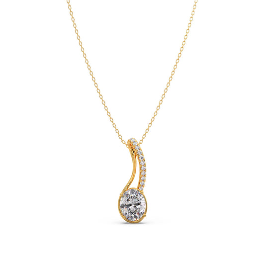 Elegant Oval Diamond Drop Pendant