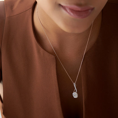 Elegant Oval Diamond Drop Pendant