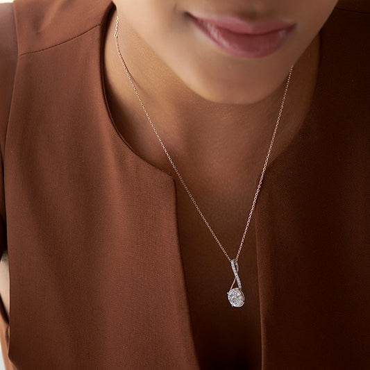 Elegant Oval Diamond Drop Pendant
