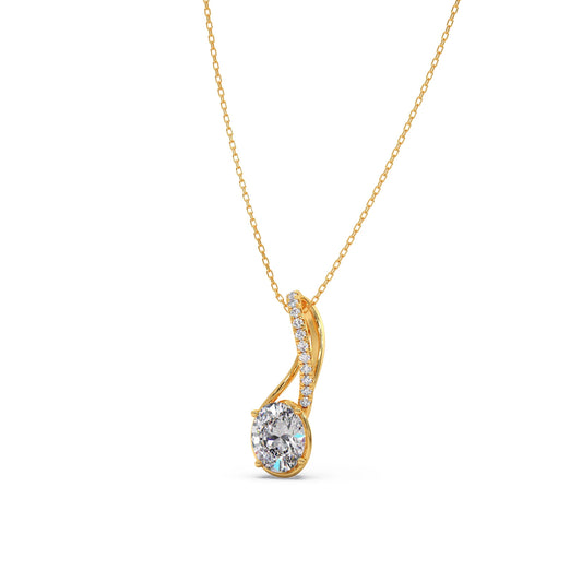Elegant Oval Diamond Drop Pendant