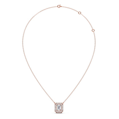 Emerald-Cut Diamond Halo Pendant
