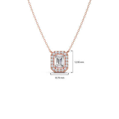 Emerald-Cut Diamond Halo Pendant