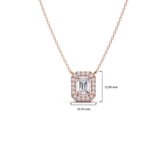 Emerald-Cut Diamond Halo Pendant