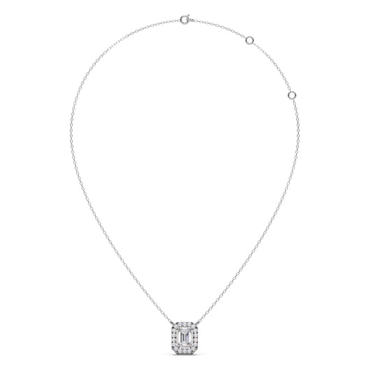 Emerald-Cut Diamond Halo Pendant