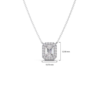 Emerald-Cut Diamond Halo Pendant