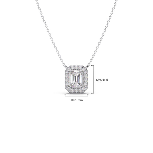 Emerald-Cut Diamond Halo Pendant