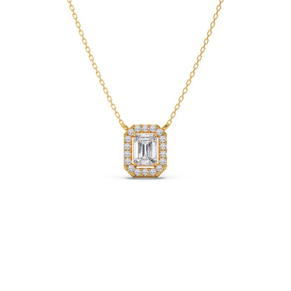 Emerald-Cut Diamond Halo Pendant