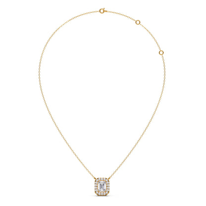 Emerald-Cut Diamond Halo Pendant