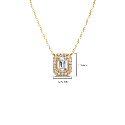 Emerald-Cut Diamond Halo Pendant