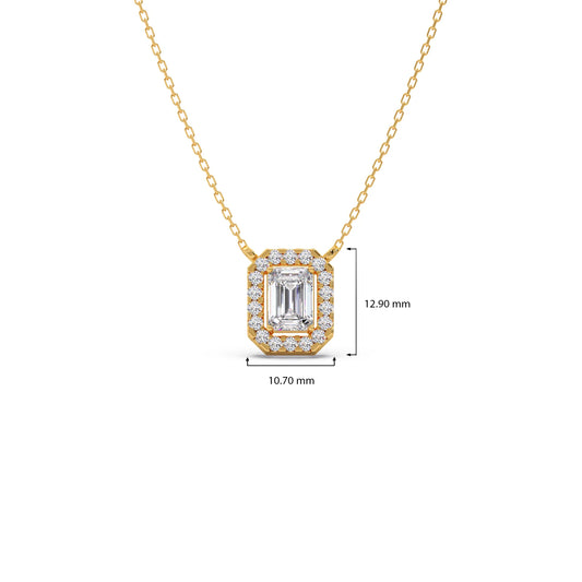 Emerald-Cut Diamond Halo Pendant
