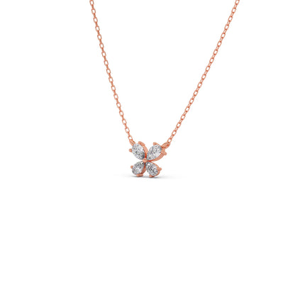 Pear-Cut Diamond Floral Necklace – 8mm
