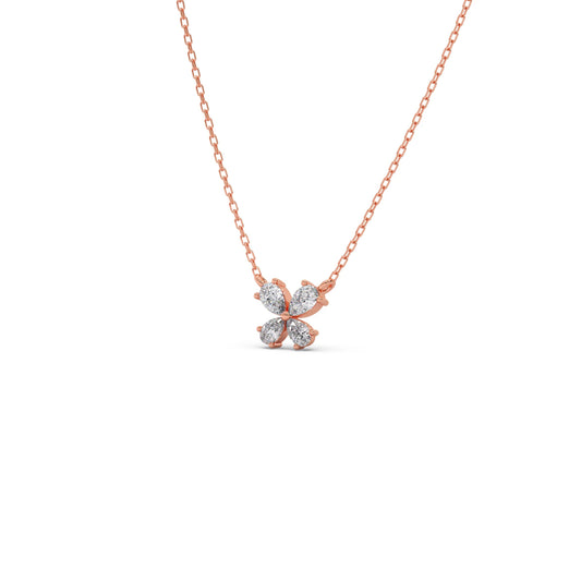 Pear-Cut Diamond Floral Necklace – 8mm