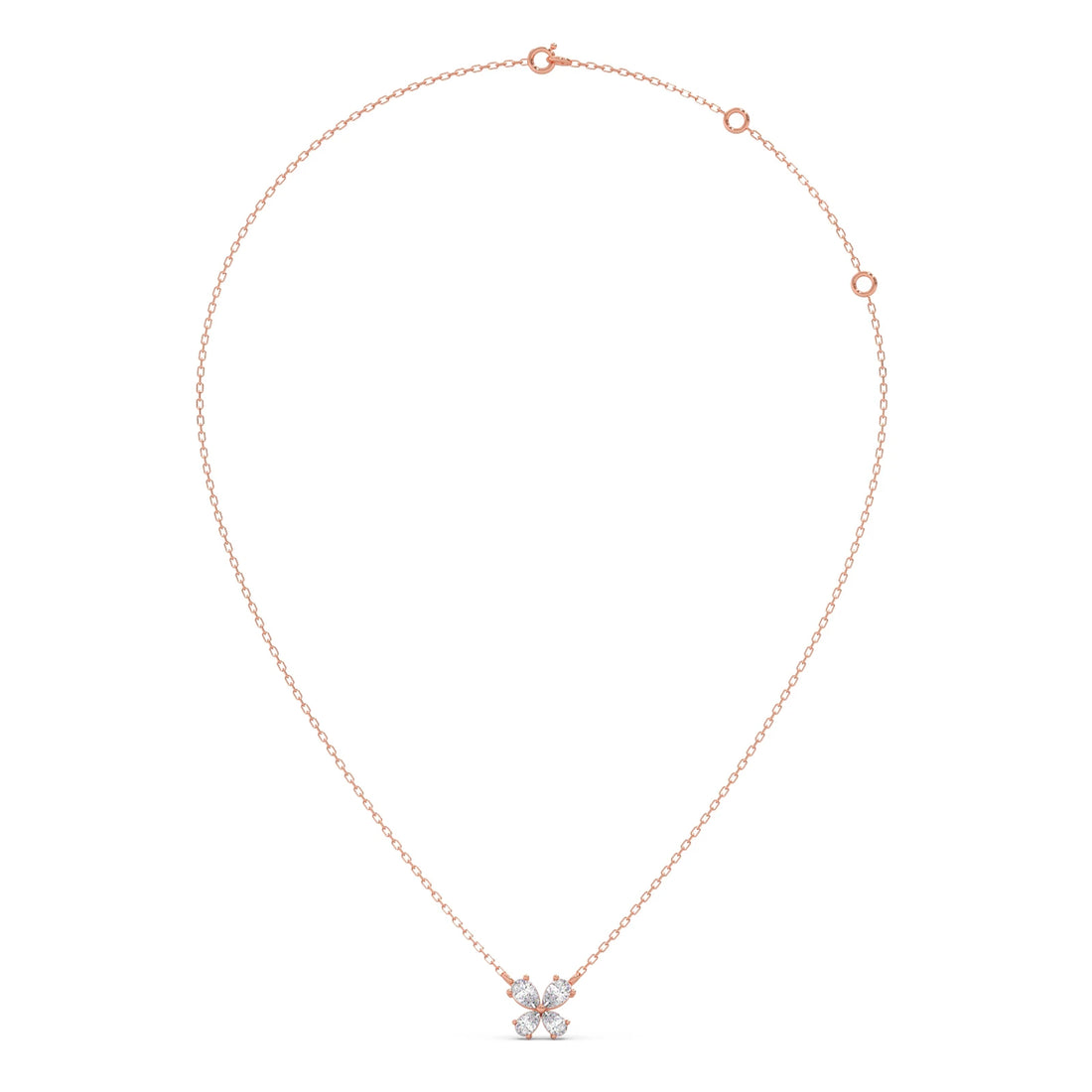 Pear-Cut Diamond Floral Necklace – 8mm