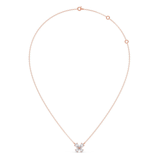 Pear-Cut Diamond Floral Necklace – 8mm