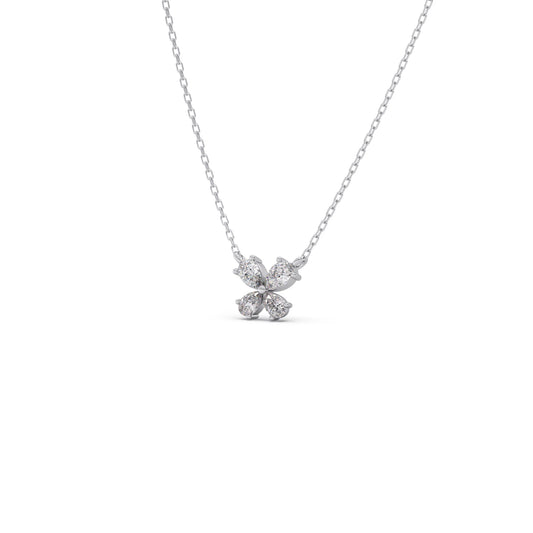 Pear-Cut Diamond Floral Necklace – 8mm