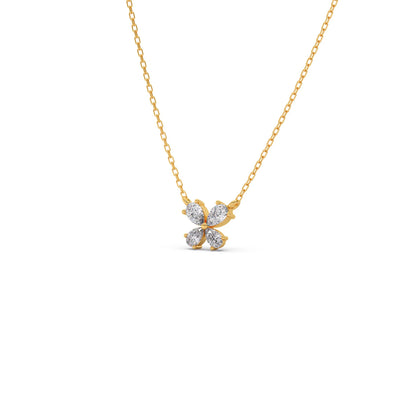 Pear-Cut Diamond Floral Necklace – 8mm
