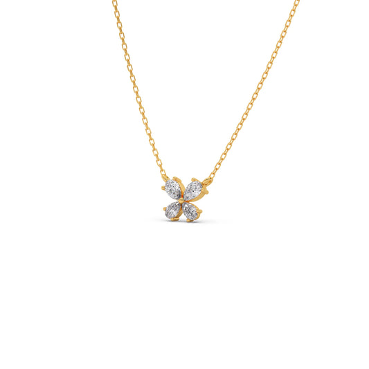 Pear-Cut Diamond Floral Necklace – 8mm