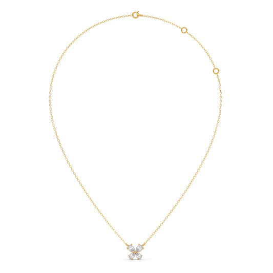 Pear-Cut Diamond Floral Necklace – 8mm