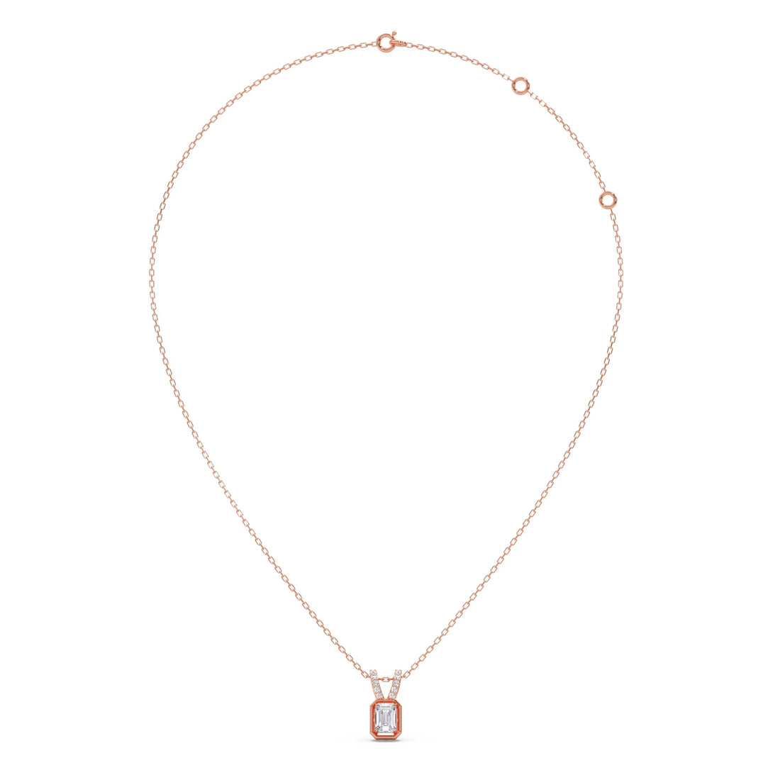 Emerald-Cut Diamond Accent Pendant Necklace