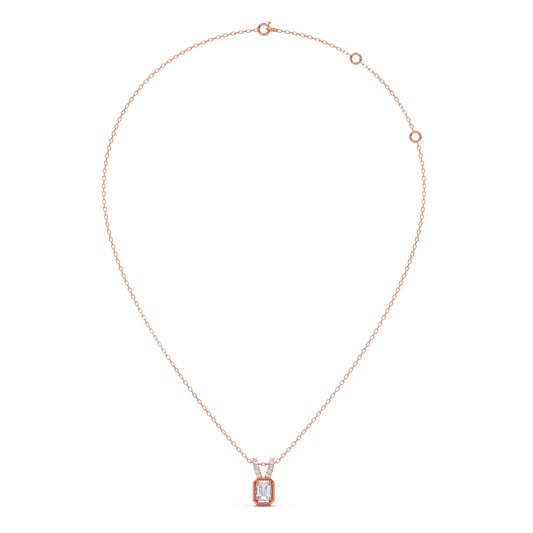 Emerald-Cut Diamond Accent Pendant Necklace