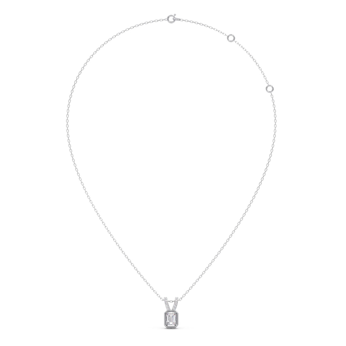 Emerald-Cut Diamond Accent Pendant Necklace