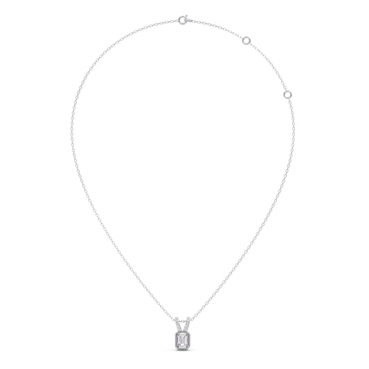 Emerald-Cut Diamond Accent Pendant Necklace