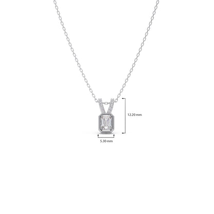 Emerald-Cut Diamond Accent Pendant Necklace