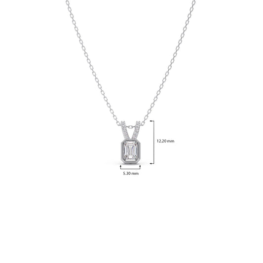 Emerald-Cut Diamond Accent Pendant Necklace