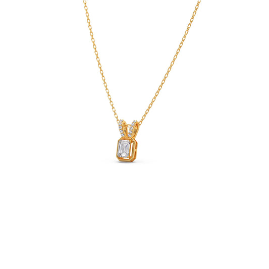 Emerald-Cut Diamond Accent Pendant Necklace