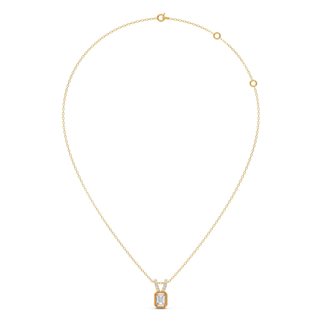Emerald-Cut Diamond Accent Pendant Necklace