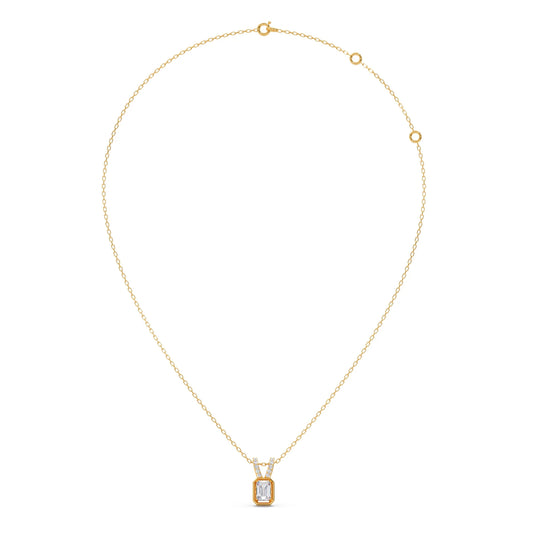 Emerald-Cut Diamond Accent Pendant Necklace
