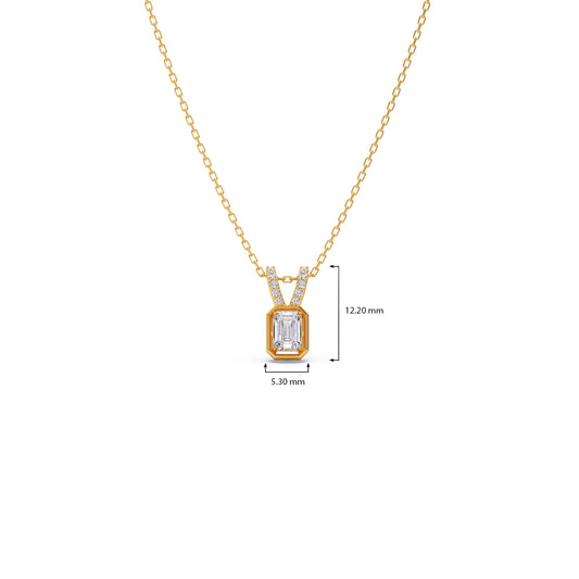 Emerald-Cut Diamond Accent Pendant Necklace