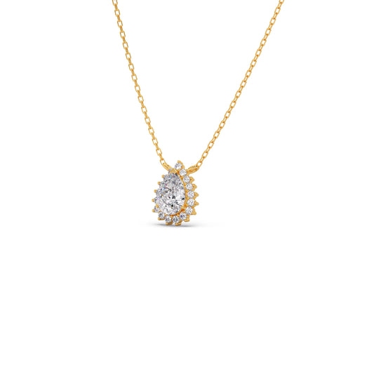 Pear-Shaped Solitaire Pendant Necklace – 7.4x5mm