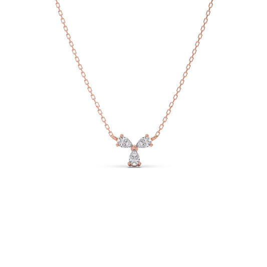 Triple Pear Diamond Cluster Necklace