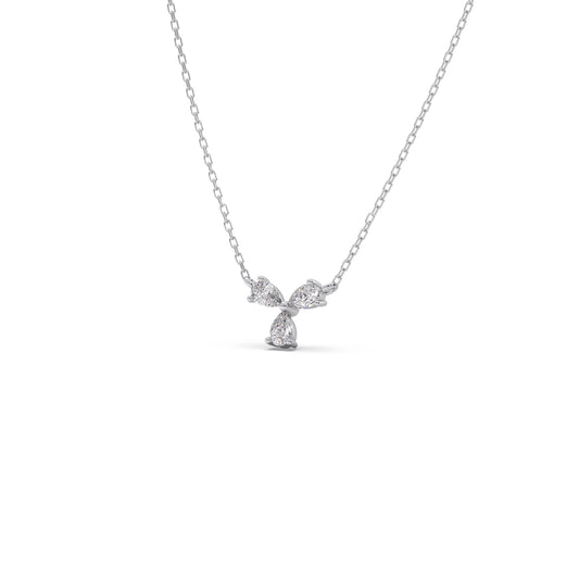 Triple Pear Diamond Cluster Necklace