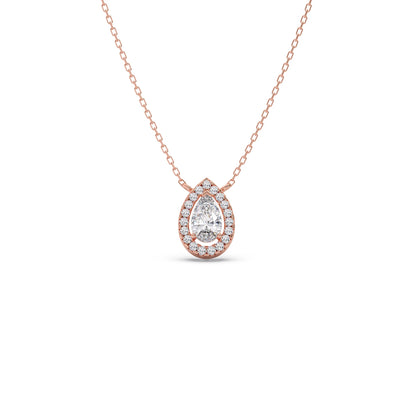 Pear-Shaped Diamond Halo Necklace
