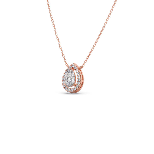 Pear-Shaped Diamond Halo Necklace
