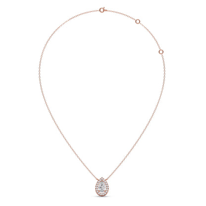 Pear-Shaped Diamond Halo Necklace