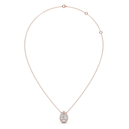Pear-Shaped Diamond Halo Necklace