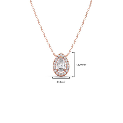 Pear-Shaped Diamond Halo Necklace