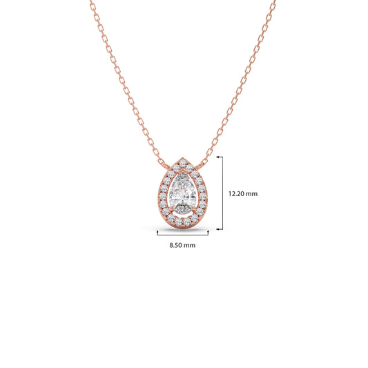 Pear-Shaped Diamond Halo Necklace