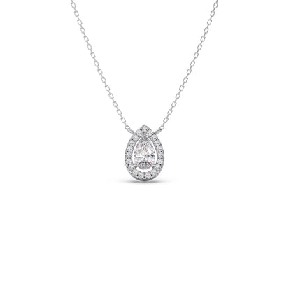 Pear-Shaped Diamond Halo Necklace